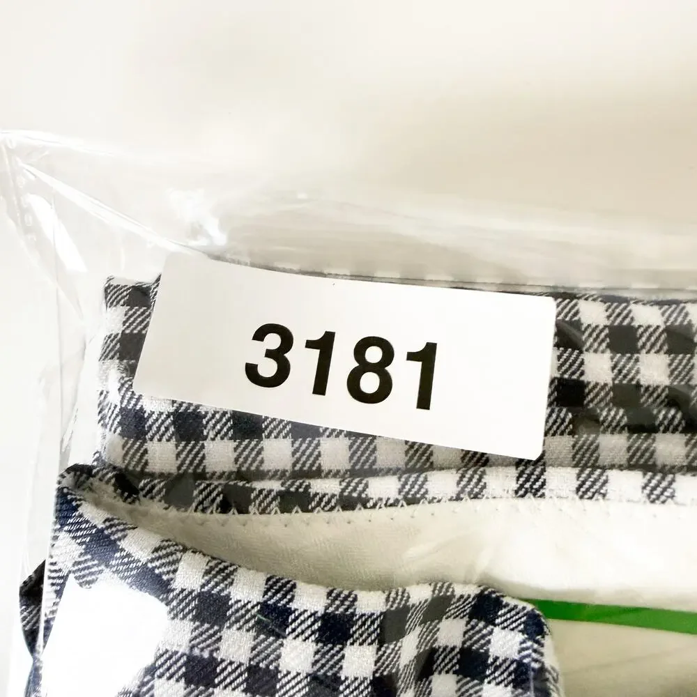 J.Crew Hayden Kickout Crop Pant Gingham Stretch Linen Navy Blue - 2 2T Tall
